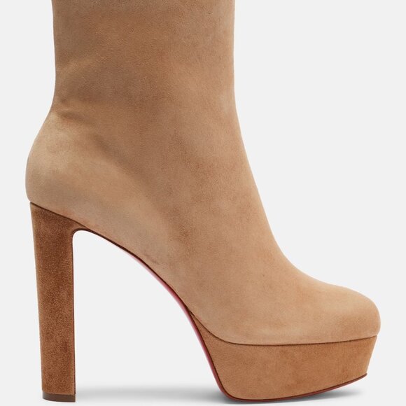 Christian Louboutin LOO BOOTY 130 Suede PlatformAnkle Boots Bootie Heels